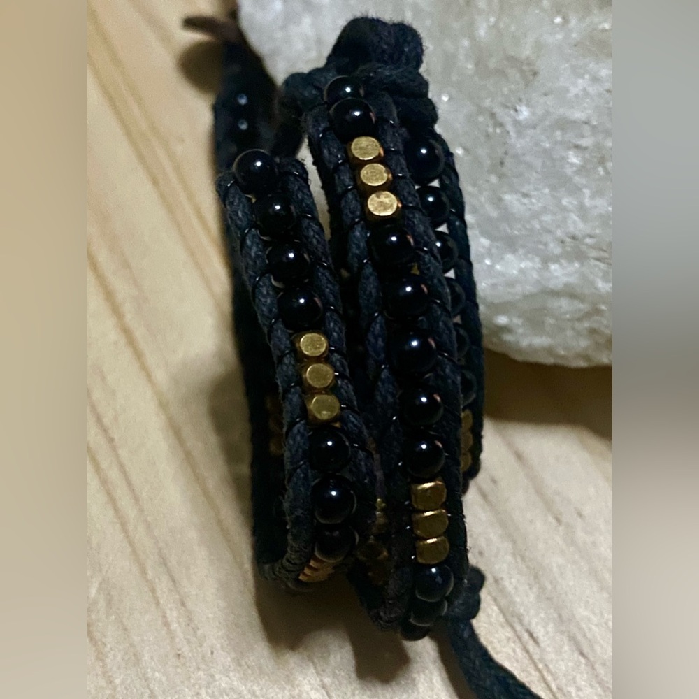 Karma Black and Gold Beaded Bracelet